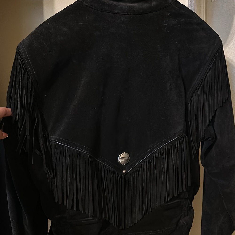 Harley Davidson Black suede leather coat - Picture 3 of 3
